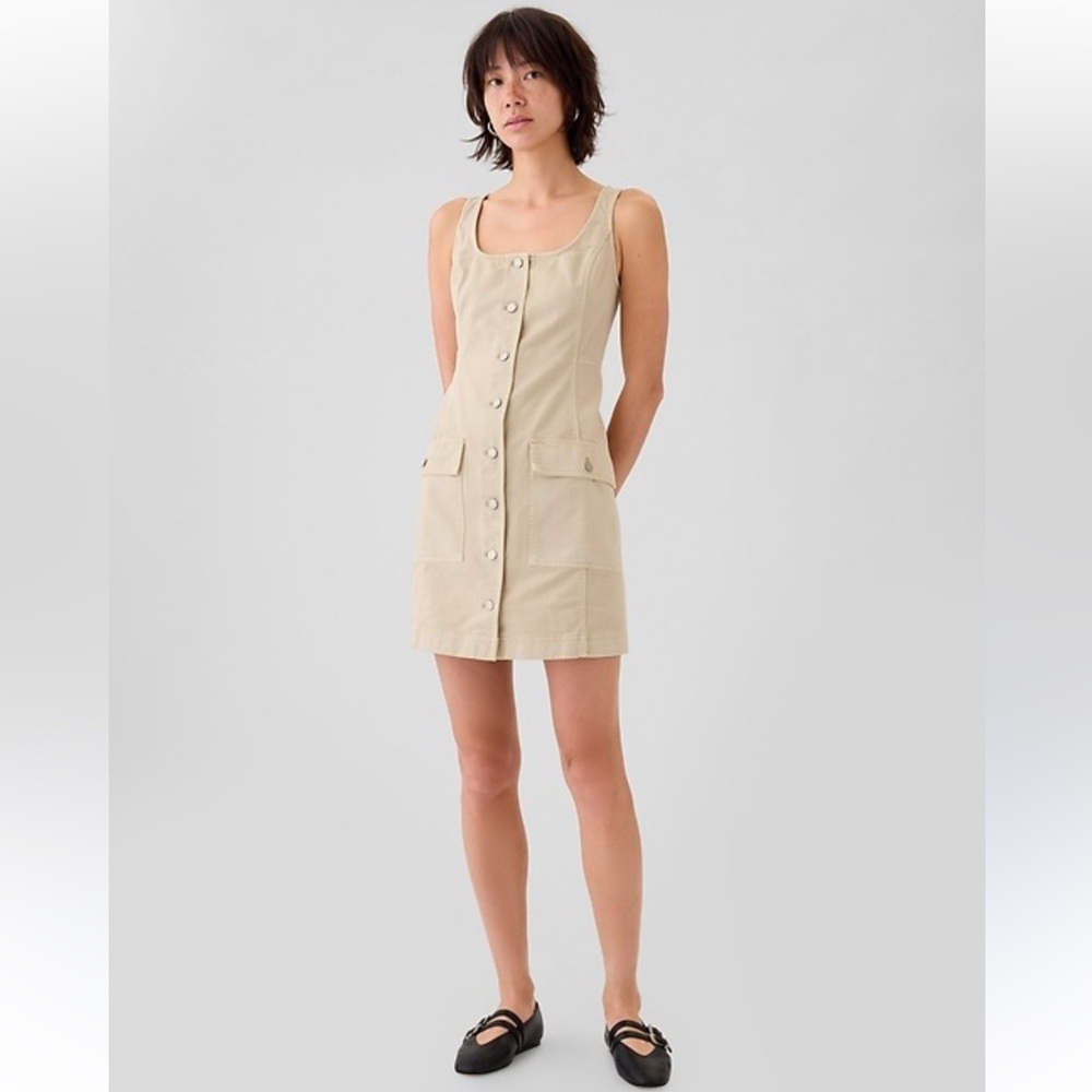 Gap Utility Button Mini Dress Size Small Petite - image 1